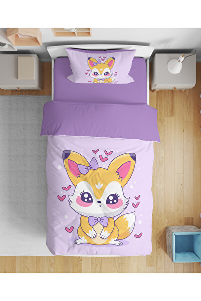 Erays Home Cute Fox Patterned 3D Digital Printed Single Girl's Duvet Cover Se...