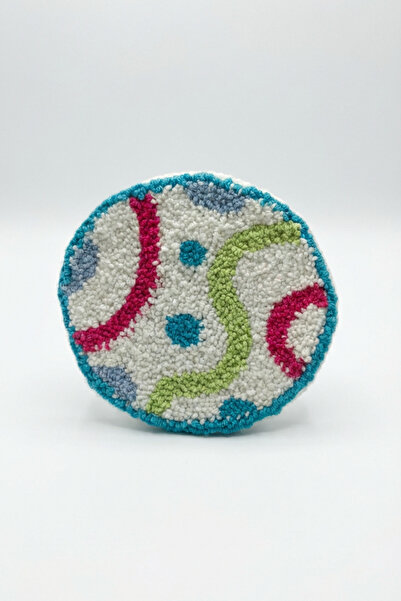 Runades Handmade Abstract Patterned Round Punch Coaster Decorative Special De...