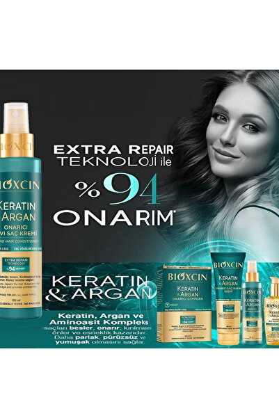 Bioxcin Keratin Argan Balsam Lichid Reparator 4x150 ML pentru Par Deteriorat