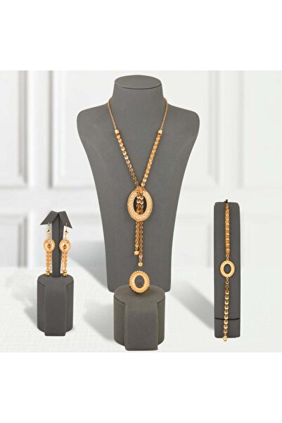 Generic طقم بديل الذهب الأناقة الدائرية لايسبب الحساسيه