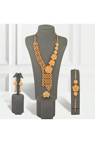 Generic طقم بديل الذهب زهور الفخامة لايسبب الحساسيه