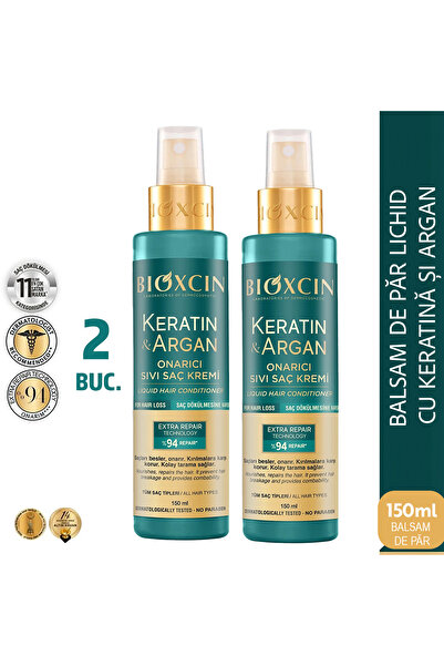 Bioxcin Keratin Argan Repairing Liquid Conditioner 2x150 ML for Damaged Hair