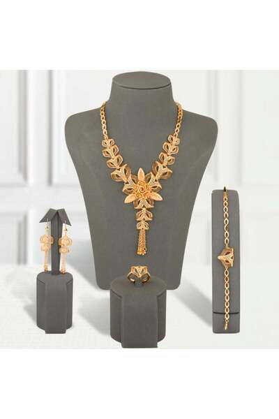 Generic طقم بديل الذهب زهرة الأوراق الملكية لايسبب الحساسيه