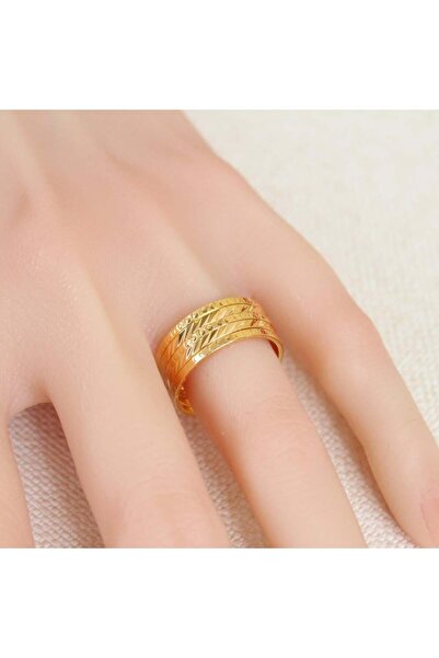 Generic خاتم بديل الذهب تداخل الخطوط - مقاس 6