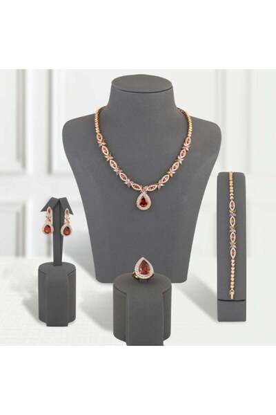 Generic طقم بديل الذهب دموع الياقوت لايسبب الحساسيه