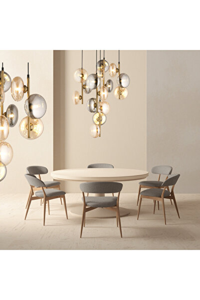 LampaLuce Valentina Modern Tasarımlar Camlı Yemek Masası Üzeri Avize 5'li