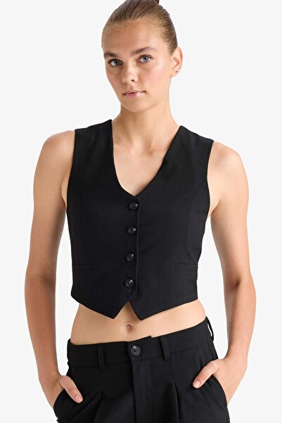 DeFacto V-Neck Buttoned Classic Blazer Vest C2026Ax25Au