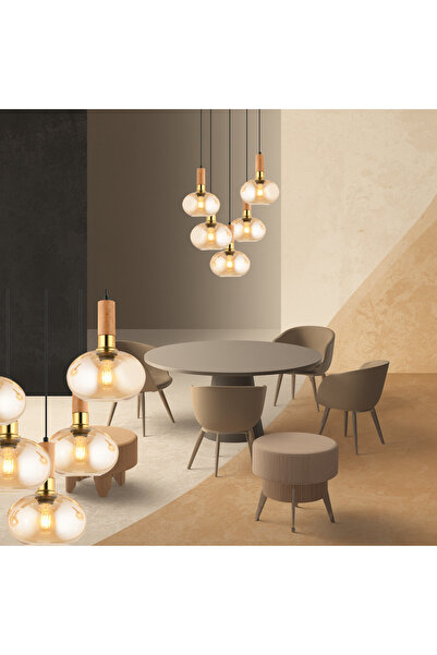 LampaLuce Forte Modern Tasarımlar Salon Oturma Odası Sarkıt Avizesi 5'li