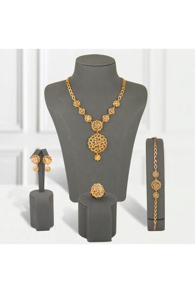 Generic طقم بديل الذهب زهور الذهب المتناغمة لايسبب الحساسيه