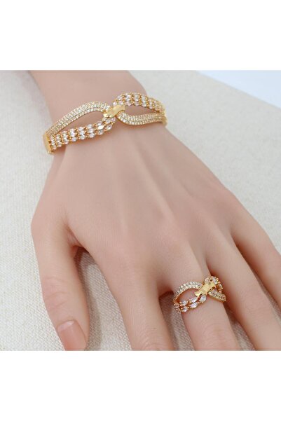 Generic اسواره زركون باجيت مع خاتم - مقاس مقاس وسط [19]