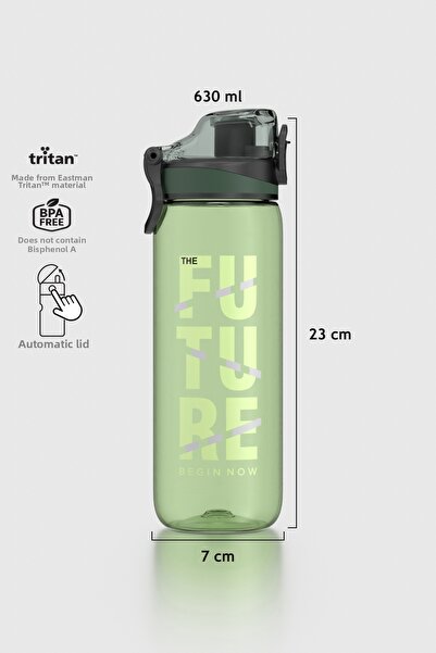 Renga زجاجة تريتان منقوشة بحروف تريجو سعة 630 مل 912155 أخضر
