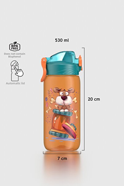 Renga قارورة مياه للأطفال بنمط مموج سعة 530 مل 912168 برتقالي