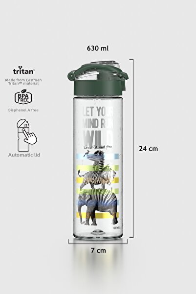 Renga زجاجة مياه ساجا منقوشة سعة 630 مل تريتان 912057 أخضر