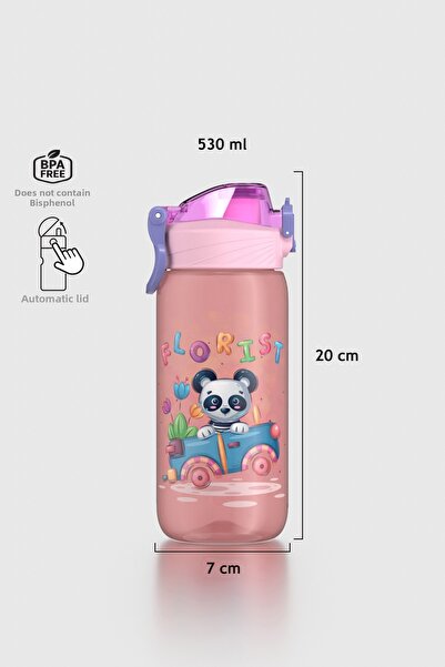 Renga Wave Patterned 530 ml Children's Water Bottle 912168 Pink