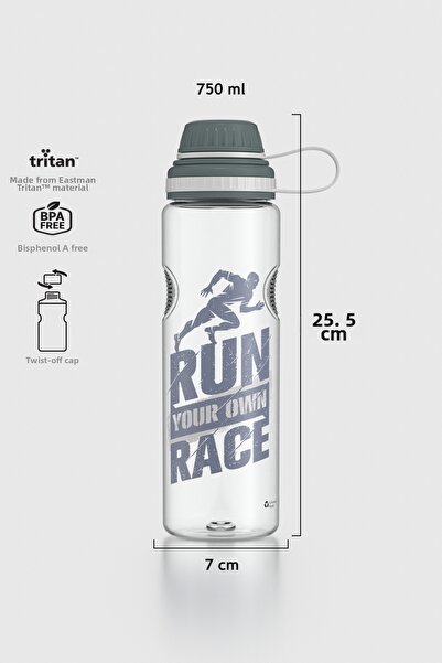 Renga Aegean Script Patterned 750 ml Tritan Flask 912067 Smoked