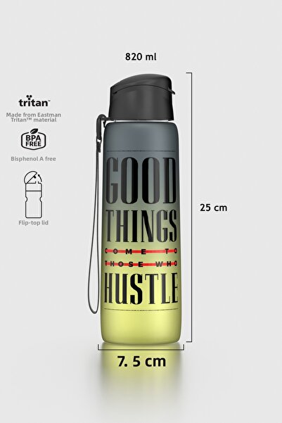 Renga Pera Double Color Text Patterned 820 ml Strap Mat Tritan Water Bottle 9...