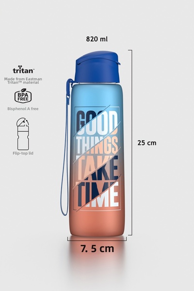 Renga قارورة بيرا ذات نمط كتابي مزدوج اللون سعة 820 مل مع حزام، مصنوعة من الت...