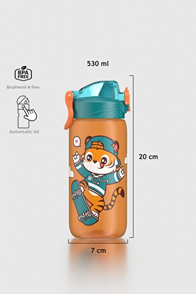 Renga Wave Patterned 530 ml Children's Water Bottle 912169 Orange