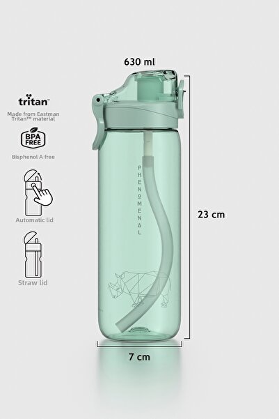 Renga زجاجة مياه ويف دوبلو 630 مل مع شفاطة اختيارية من التريتان 912176 أخضر