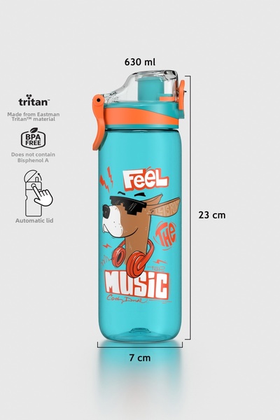 Renga Trego Patterned 630 ml Tritan Children's Water Bottle 912171 Turquoise