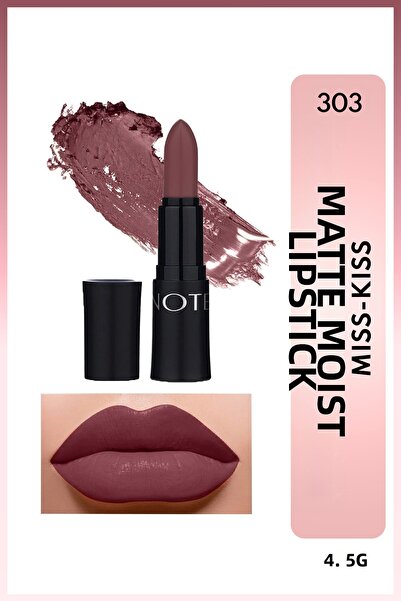 NOTE Mattemoist Lipstick Matte Finish Lipstick 303 Miss Kiss - Dark Nude