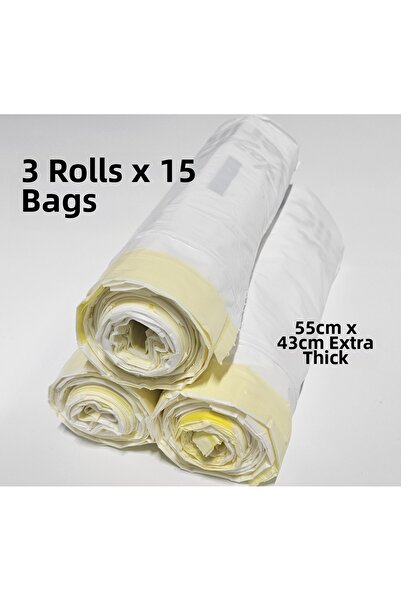 YerliÇöpPoşeti كيس قمامة برباط - 55 سم × 43 سم - كيس فضلات القطط 3 × 15 إجمال...