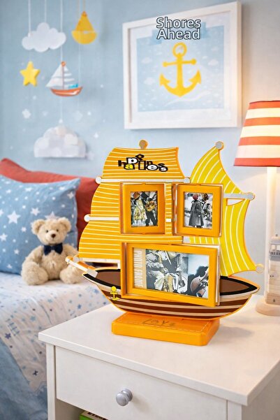 Angelphoto إطار صور على شكل سفينة باللون الأصفر 7284B