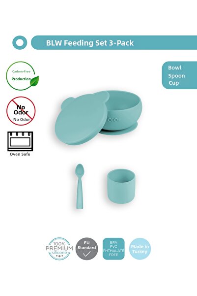 OiOi طقم تغذية سيليكون من بي دبليو - أخضر