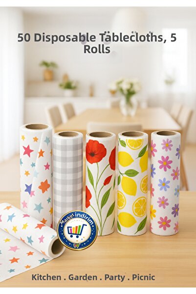 nistabolje 50 bucăți (5 role) față de masă de unică folosință rezistentă la l...