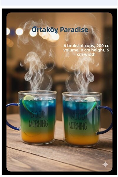 ORTAKÖY CENNETİ Broksıklat 6 Colored Handles 200 Cc Heat-Resistant Tea Expres...