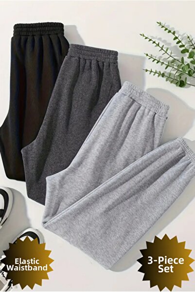 JustBS Women's Sportswear 3-Piece Elastic Waist Sweatpants