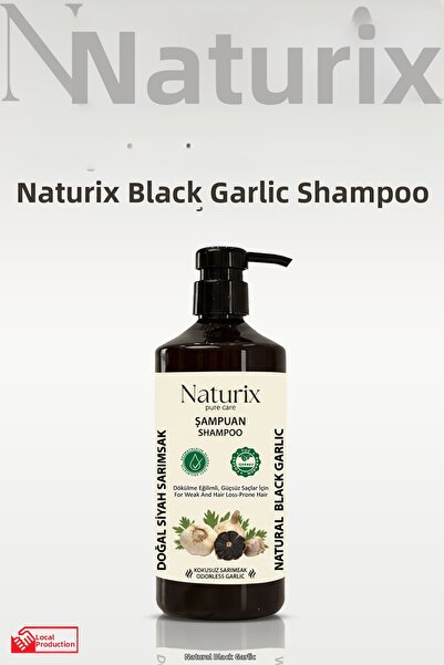 Naturix شامبو طبيعي للعناية بالشعر بخلاصة الثوم الأسود 600 مل لجميع أنواع الشعر
