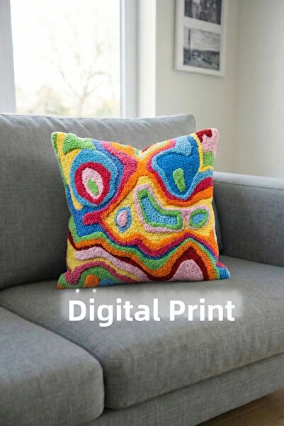 Pillow Dream غطاء وسادة مطرز بنمط ثلاثي الأبعاد رقمي مطبوع ذو طابع عرقي ملون ...