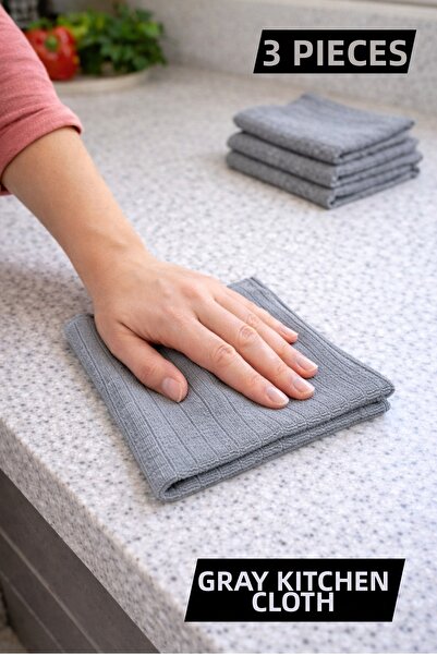 Manosta (3 قطع) قماش تنظيف المطبخ من الألياف الدقيقة باللون الرمادي - مجموعة ...