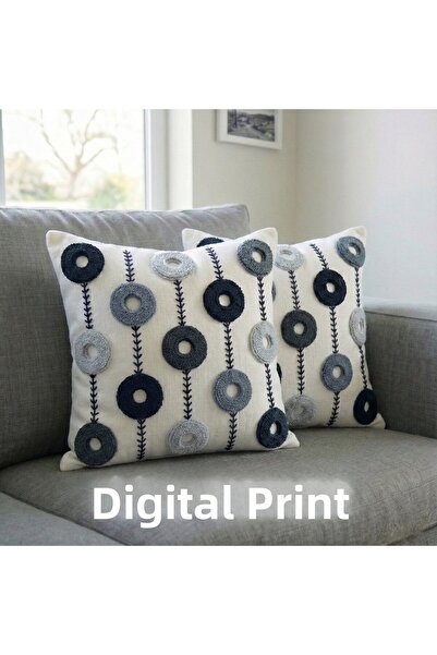 Hayal Dekoratif Model de broderie Punch 3D Digital cu imprimeu Husă rotundă p...