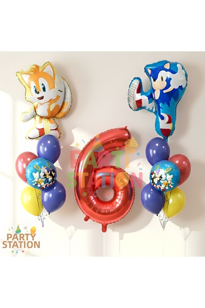 Parti Station مجموعة بالونات سونيك آند تيلز المصنوعة من الفويل لعمر 6 سنوات -...