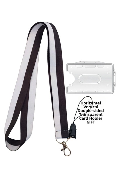 doktorbonem Curea pentru card cu dungi alb-negru, pentru ecuson, curea pentru...