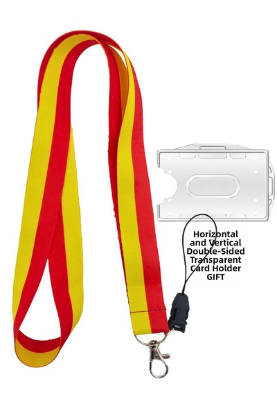 doktorbonem Curea pentru card cu dungi galbene și roșii, pentru ecuson, curea...