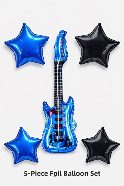 parti show K-Pop Demon Hunters Blue Guitar Star Foil Balloon Set of 5