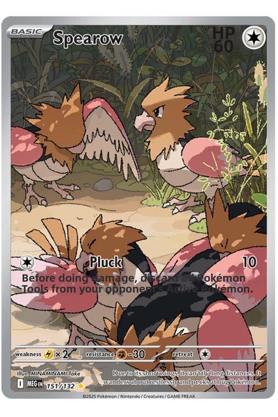 Pokemon TCG بطاقة لعبة Spearow 151/132 Illustration Rare MEGen مرخصة من شركة ...
