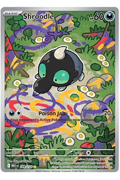 Pokemon TCG Shroodle 149/132 Illustration Rare Megen Licensed Game Card