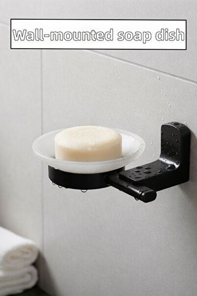 Badem10 موزع صابون مثبت على الحائط باللون الأسود، موزع صابون للحمام، أسود غير...