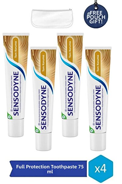 Sensodyne معجون أسنان للحماية الكاملة والتبييض 75 مل * 4 قطع + حقيبة هدية