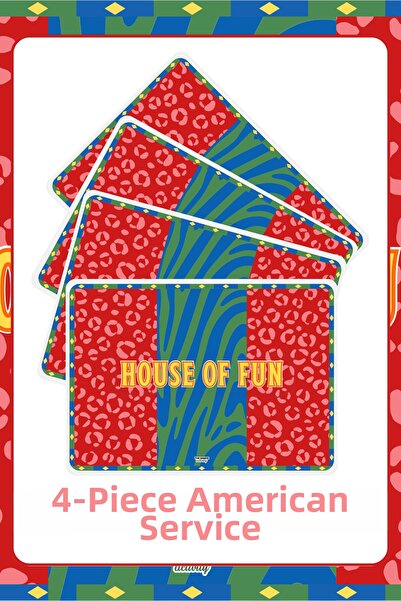 The Grade طقم أمريكي مكون من 4 قطع من House Of Fun، مفارش طاولة مقاومة للبقع،...