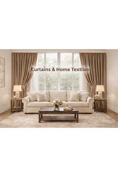 DEVRİM OLİVYA TEKSTİL Perdea opacă bej (maro lăptos) cu o singură lamă, cu mo...