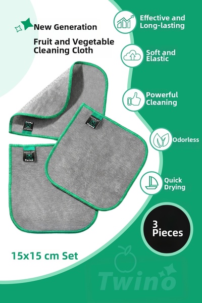 HAMUR Set de curățare pentru bucătărie din microfibră Twino, 3 bucăți, cârpă ...