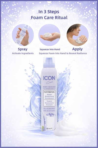 ICON Care Blueberry & milkshake skin care foam 200 ml + blueberry & milkshake 100 ml