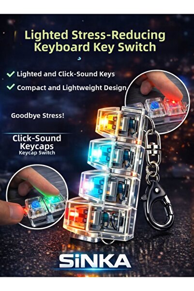 SİNKA سلسلة مفاتيح لتخفيف التوتر مع صوت نقرة لوحة المفاتيح