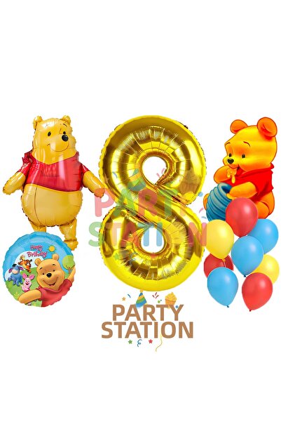 Parti Station Winnie the Pooh Themed 8Th Birthday Balloon Set – 12 Piece Ball...