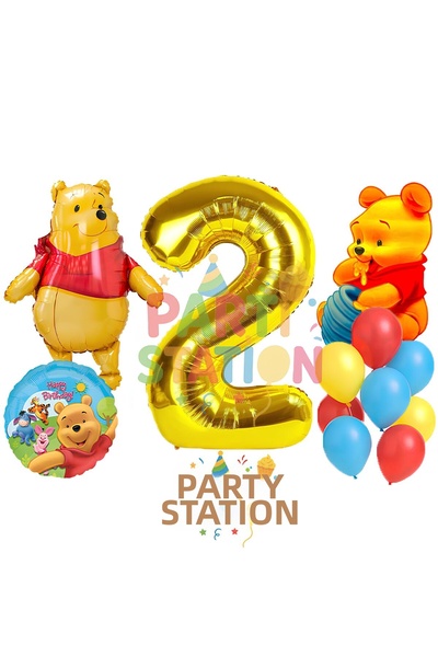 Parti Station مجموعة بالونات عيد ميلاد ويني ذا بوه بعمر سنتين - مجموعة بالونا...